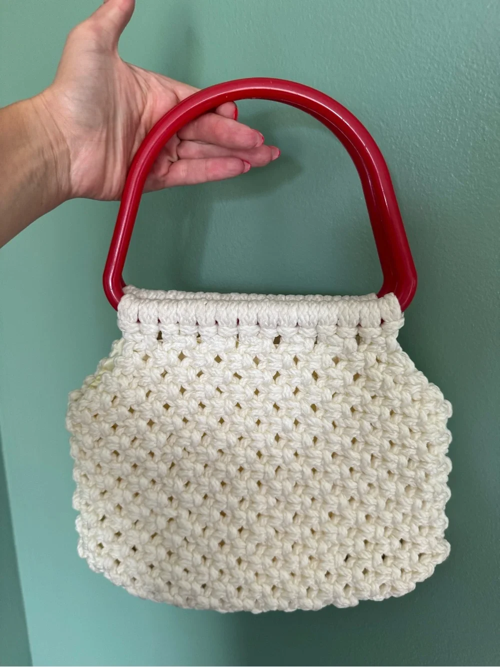 Vintage White Macrame purse